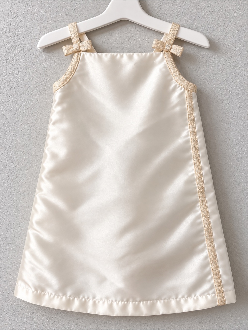 Goose Girls Ivory Satin Bow Strap Dress Size 9-10 Runs Small
